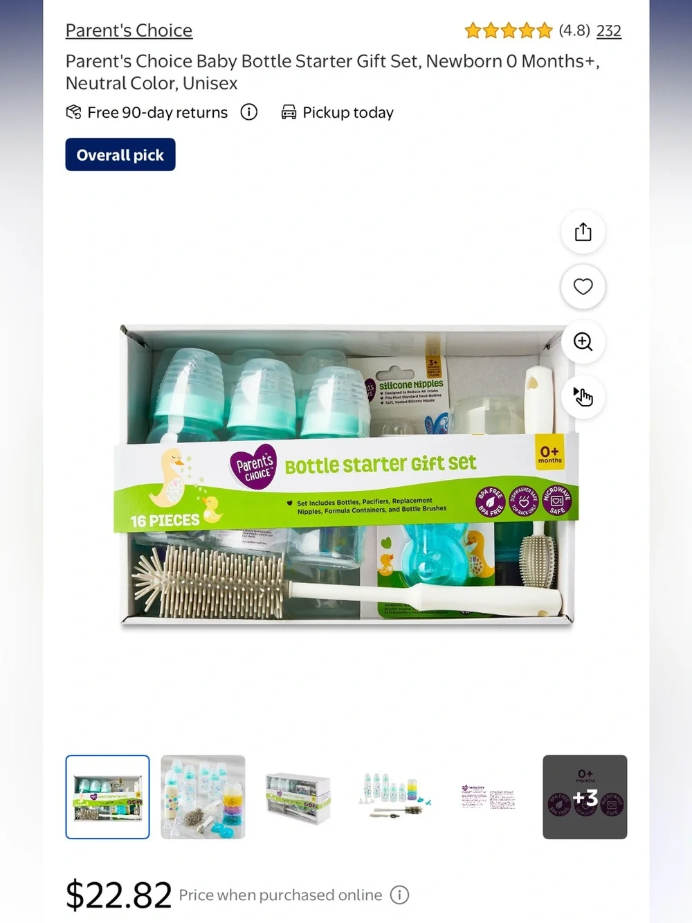 Parents Choice Bottle Starter Gift Set